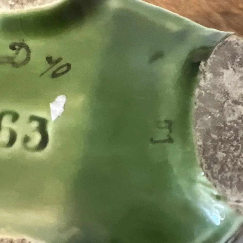 Antique Green/Lavender Majolica Art Nouveau Jardinière Floral 6” x 3” ~Hairline